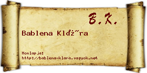 Bablena Klára névjegykártya